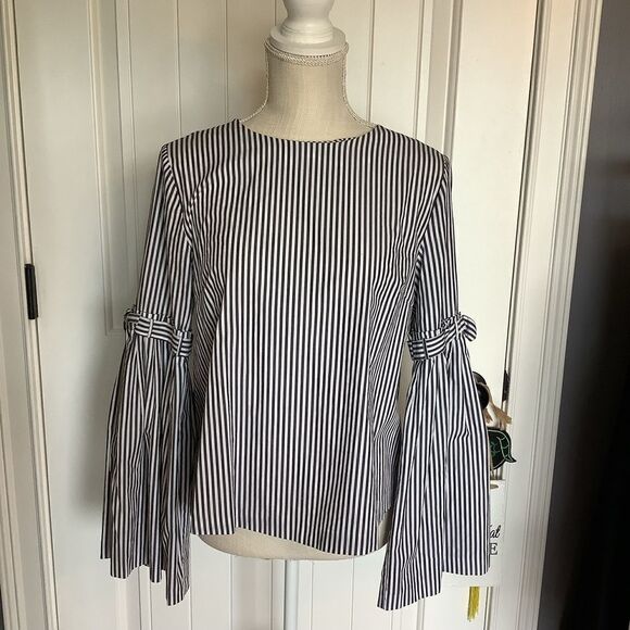 Catherine Malandrino Dark Gray Striped Blouse - Picture 1 of 3